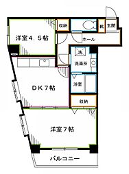 パル・豊島館 2階2DKの間取り
