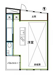 Estudio 4階ワンルームの間取り