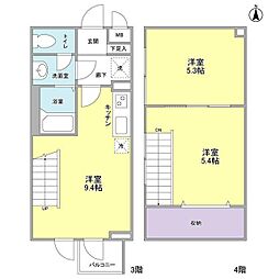 La fleche中野坂上 4階2DKの間取り