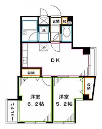 ベルグランデ 4階2DKの間取り