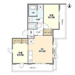 Peabody Homes Nakanosakaue 2DKの間取図画像