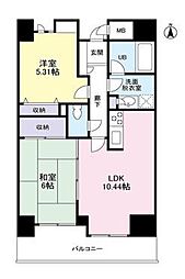 ヒルトップ中野 2LDKの間取図画像
