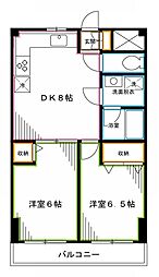 グローリス中野 2DKの間取図画像