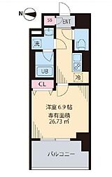 クレストヒル桃ケ丘 1Kの間取図画像