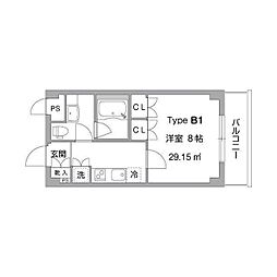 ガーデン中野 1Kの間取図画像