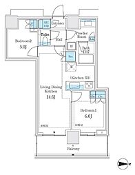 パークシティ中野ザタワーエアーズ 2LDKの間取図画像