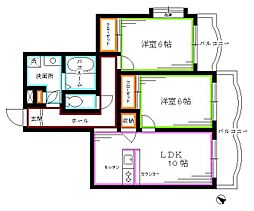 コスモフラワー 2LDKの間取図画像