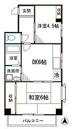 サンローゼ津田 2DKの間取図画像