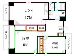 ヴィラサンヴェール西田 2LDKの間取図画像
