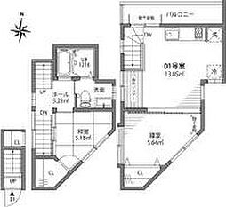 中野坂上テラス 2DKの間取図画像