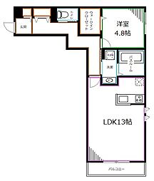 プレシャスコート 1LDKの間取図画像