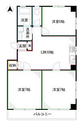 シャトウ中野アネックス 3LDKの間取図画像