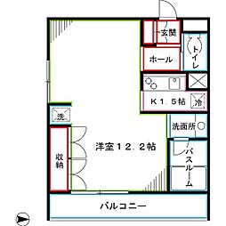ELCOURTWADA 1Kの間取図画像