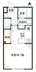ラシーネ東中野 ワンルームの間取図画像