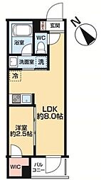 ハーモニーレジデンス中野若宮 1LDKの間取図画像
