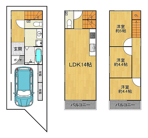 広々LDKプラン3階建て・3LDK・土地面積42.04平米・建物面積85.05平米・土地価格1700万円・建物価格1780万円・月々のローン8万円台から可能です。