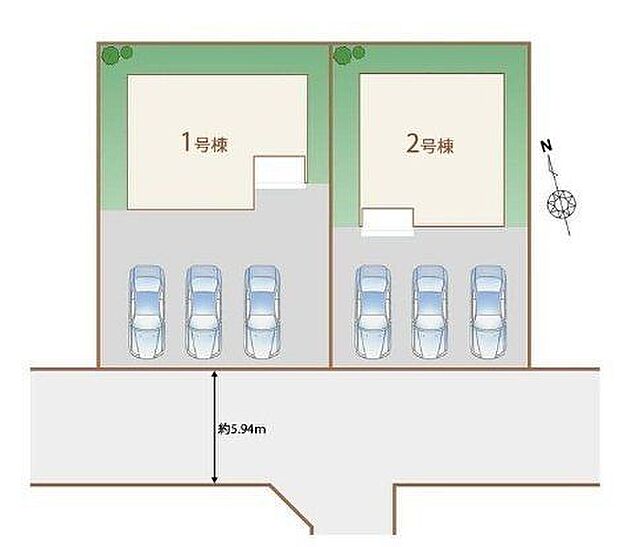 1号棟に比べ、2号棟は敷地面積が少しコンパクトにはなりますが建物面積はあまり変わらず！コストを抑えられます！