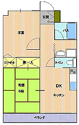 ハイツＴ 2階2DKの間取り