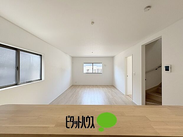 キッチンからリビングの眺め