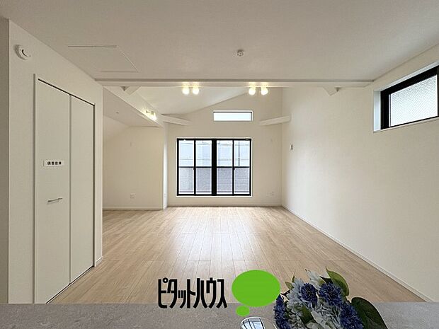 キッチンからリビングの眺め