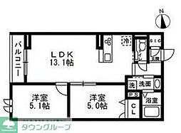 セレスティア豊玉南 2LDKの間取図画像
