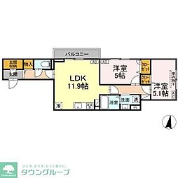 セレスティア向山 2LDKの間取図画像