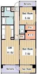アンソレイユ吉祥寺 2SLDKの間取図画像