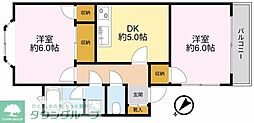 テラス増田 2DKの間取図画像
