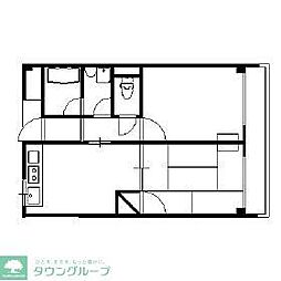 ホワイトヴィラB 2DKの間取図画像