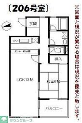 ピエタテール富士見 1LDKの間取図画像
