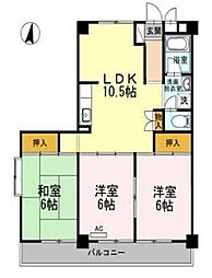 長瀬第2マンション 3LDKの間取図画像