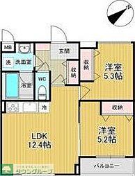 PapillonSekimae 2LDKの間取図画像
