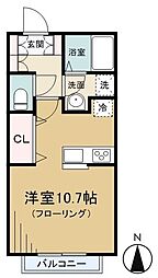 ラシーネ東中野 ワンルームの間取図画像