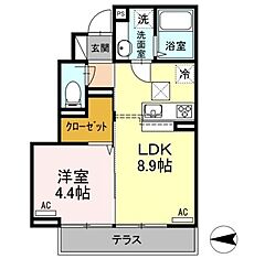 honnete光が丘B 1LDKの間取図画像