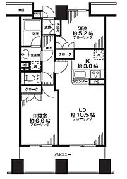 石神井公園ピアレスA棟ザ・タワー 2LDKの間取図画像