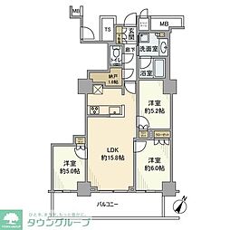 プラウドタワー石神井公園 3LDKの間取図画像
