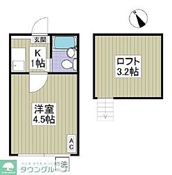 サルビア 1Kの間取図画像
