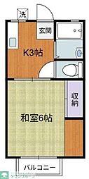 西武新宿線 武蔵関駅 徒歩17分の賃貸アパート 2階1Kの間取り