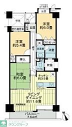 西武新宿線 東伏見駅 徒歩8分の賃貸マンション 3階3LDKの間取り