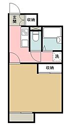 西武池袋線 練馬高野台駅 徒歩15分の賃貸アパート 1階1Kの間取り