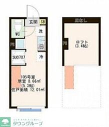 西武池袋線 富士見台駅 徒歩9分の賃貸アパート 1階ワンルームの間取り