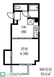JR総武線 高円寺駅 徒歩6分の賃貸マンション 3階1DKの間取り