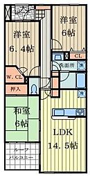 西武多摩川線 武蔵境駅 徒歩18分の賃貸マンション 4階3LDKの間取り