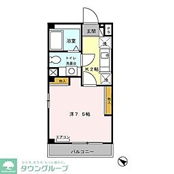 東京メトロ有楽町線 氷川台駅 徒歩8分の賃貸マンション 1階1Kの間取り