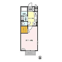 西武新宿線 鷺ノ宮駅 徒歩10分の賃貸アパート 2階1Kの間取り