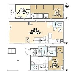 西武多摩湖線 一橋学園駅 徒歩12分の賃貸一戸建て 3LDKの間取り
