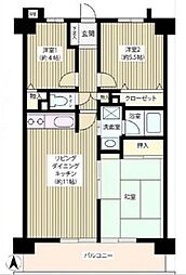 ヴェルデ武蔵野 2階2LDKの間取り
