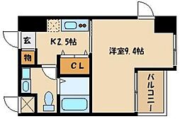 西武新宿線 東伏見駅 徒歩4分の賃貸マンション 7階1Kの間取り