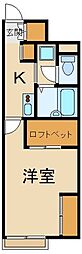 JR武蔵野線 新小平駅 徒歩11分の賃貸アパート 2階1Kの間取り