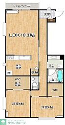 西武池袋線 ひばりヶ丘駅 徒歩10分の賃貸アパート 1階2LDKの間取り